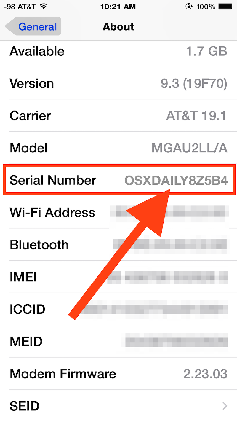 serial number phone